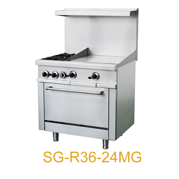 2/4/6 Burner with 24” Manual Griddle and Standard Oven