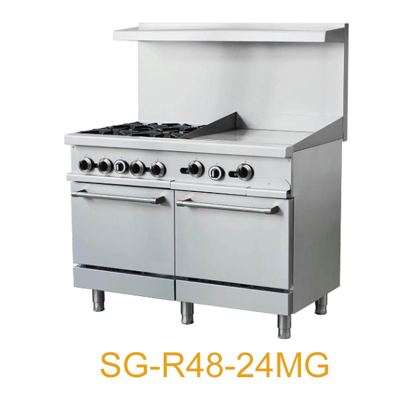 2/4/6 Burner with 24” Manual Griddle and Standard Oven