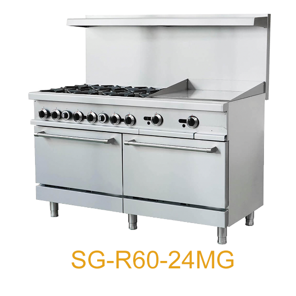 2/4/6 Burner with 24” Manual Griddle and Standard Oven