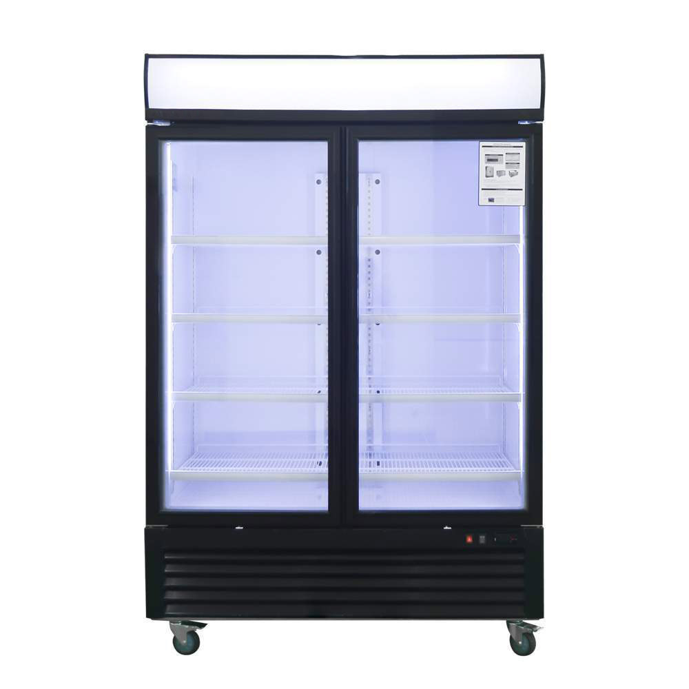 Double Glass Door Black Painted Steel Reach-In Refrigerator 43 cu.ft.