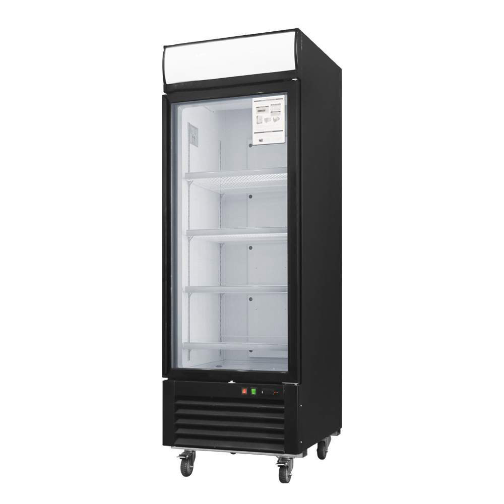 Single Glass Door Black Painted Steel Reach-In Refrigerator 20 cu.ft.