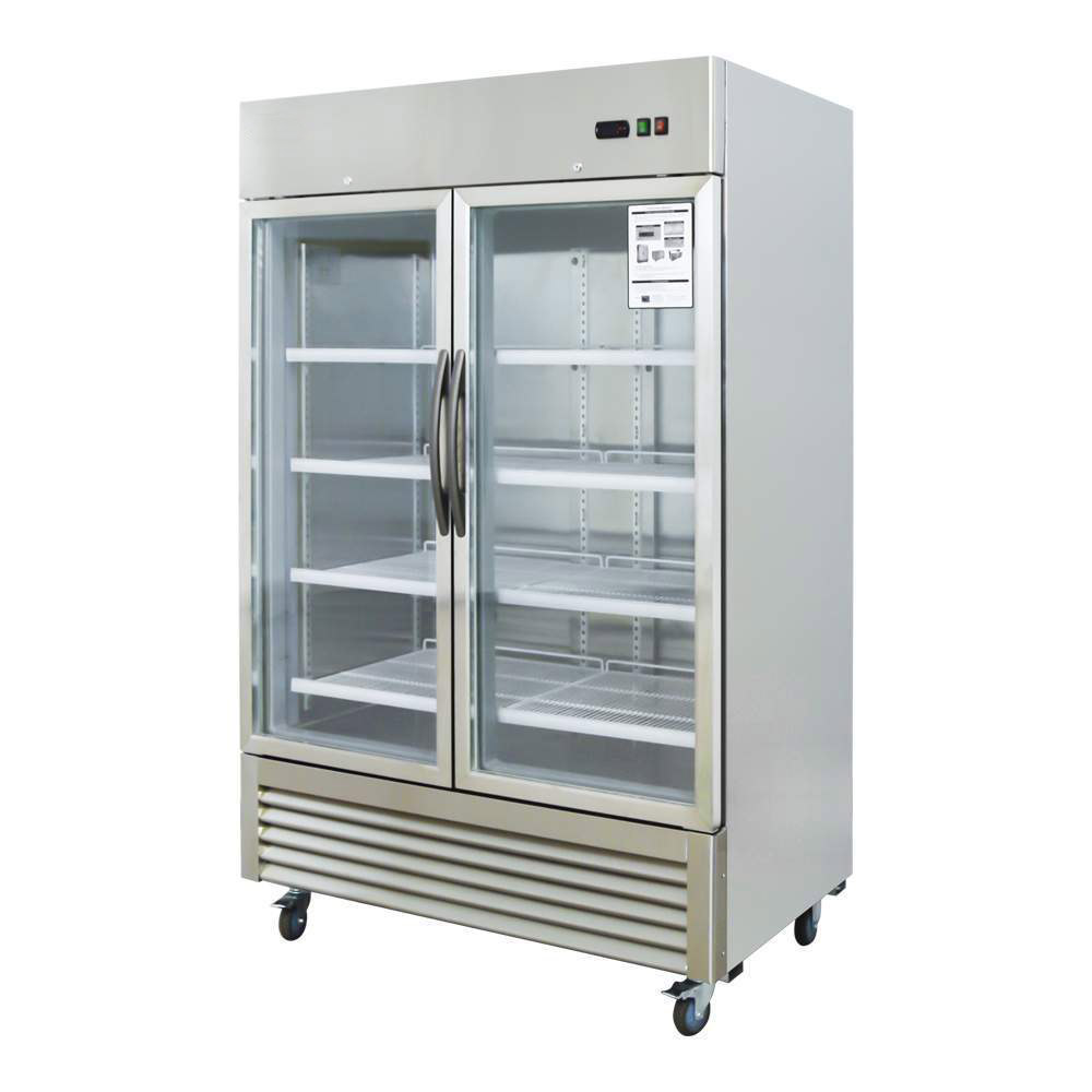 Double Glass Door Stainless Steel Reach-In Refrigerator 43 cu.ft.